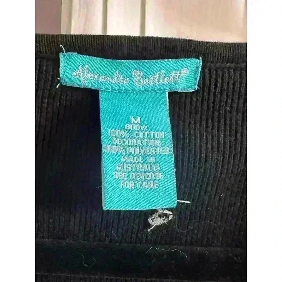 Vintage Alexandra Bartlett Black Embroidered Cardigan Sweater Women’s M - Picture 3 of 4